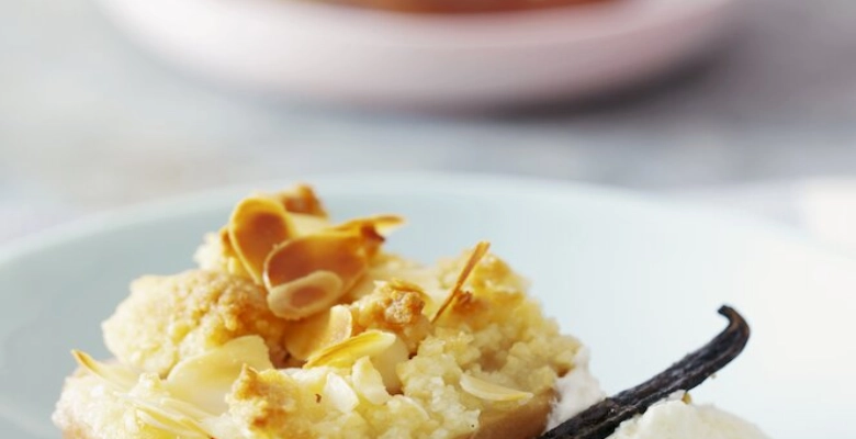 Streusel aux pêches bio